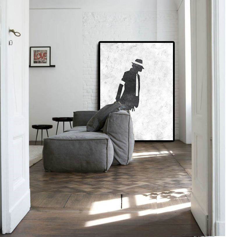 Huge Canvas Art On Canvas,Black And White Minimal Painting On Canvas - Contemporary Art Canvas Painting